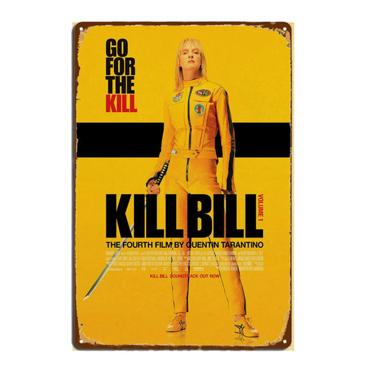 Kill Bill Volume 1 Cinematic Metal Poster – Premium Uma Thurman Vintage Quentin Tarantino Tin Sign Wall Art