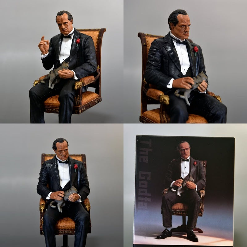 The Godfather Don Vito Corleone Collectible Figure – Premium Cinema Statue with Armchair & Cat