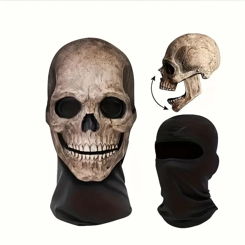 Moving Jaw Skull Balaclava Mask – Realistic Halloween & Cosplay Costume Prop | Geekzilla