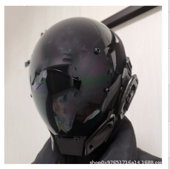 Futuristic Cyberpunk Techwear Mask – Tactical Sci-Fi Helmet, Edge Runner Cosplay Mecha Headgear with Tinted Visor