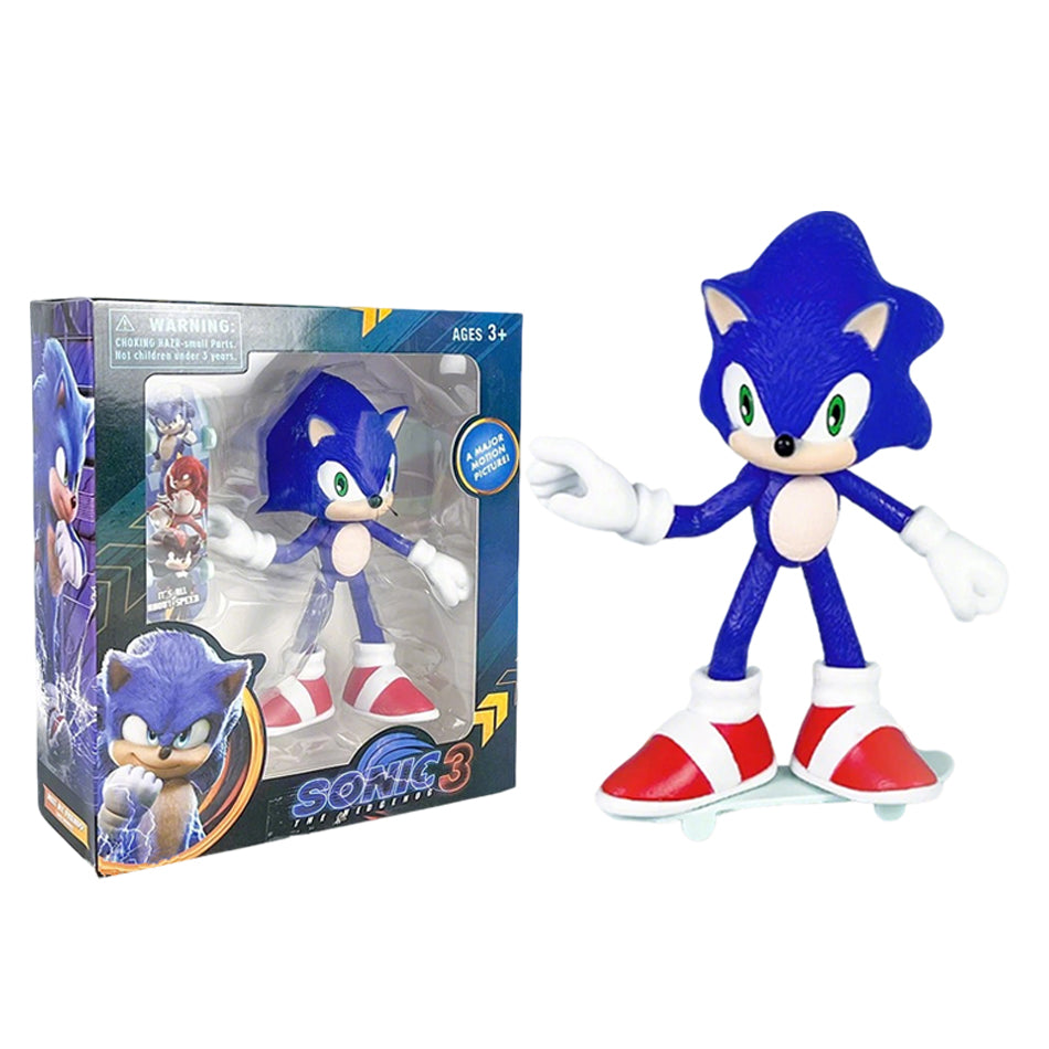 Sonic The Hedgehog 3 Skateboard Figure – Collectible Anime Action Statue (Sonic, Tails, Knuckles)