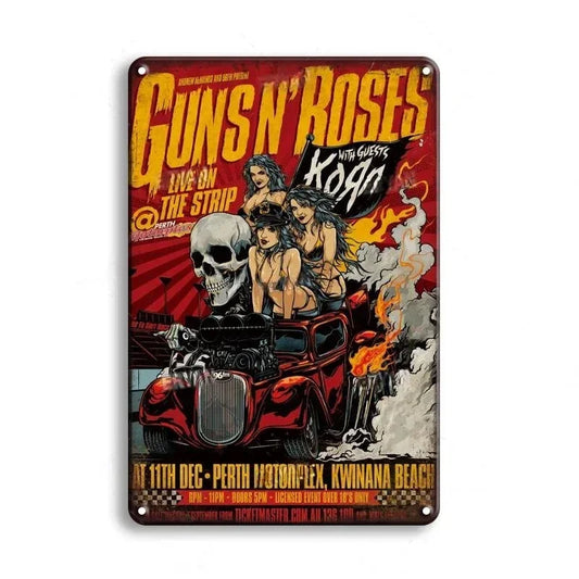 Guns N' Roses "Live on the Strip" Retro Metal Poster