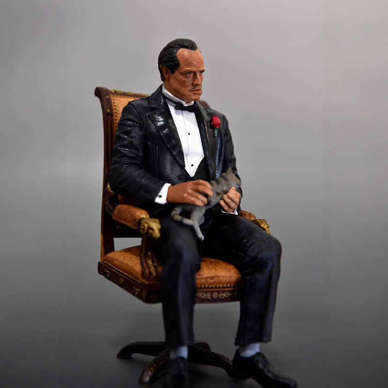 The Godfather Don Vito Corleone Collectible Figure – Premium Cinema Statue with Armchair & Cat
