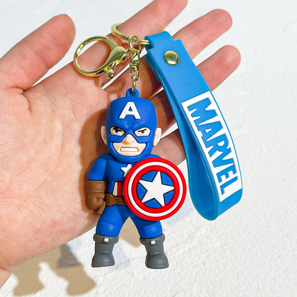 Marvel Captain America 3D Chibi Keychain – First Avenger Bag Charm with Wrist Strap