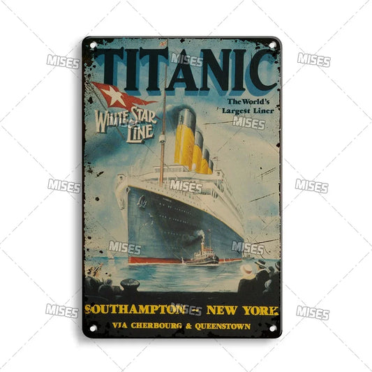 RMS Titanic "White Star Line" Vintage Metal Poster