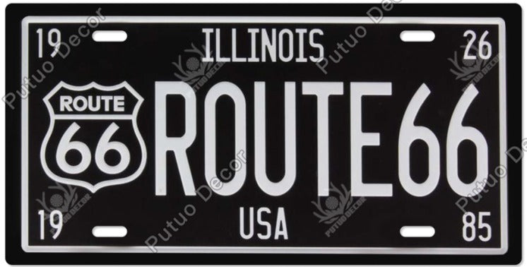 Route 66 Illinois "The Mother Road" Vintage License Plate Metal Sign