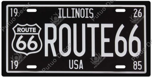 Route 66 Illinois "The Mother Road" Vintage License Plate Metal Sign