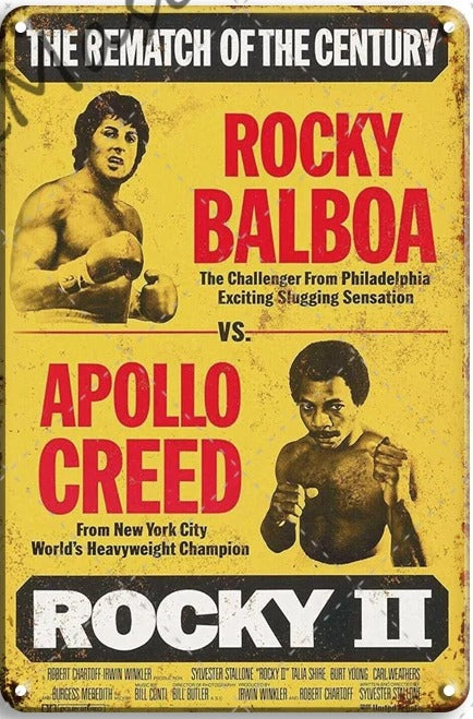 Rocky II "The Rematch of the Century" Vintage Boxing Metal Poster