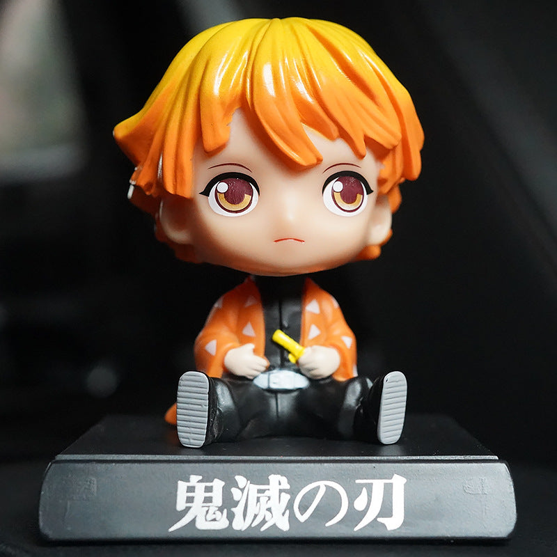 Demon Slayer Chibi Bobblehead Figure – Articulated Kimetsu no Yaiba Car Dashboard Toy (Tanjiro & Zenitsu)