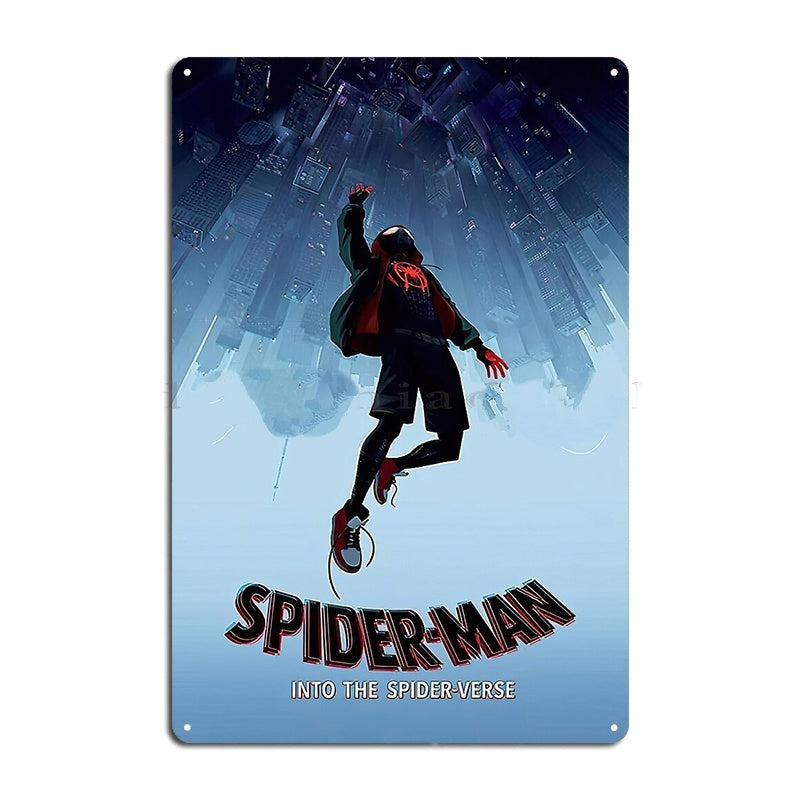 Spider-Man: Into the Spider-Verse Vintage Metal Poster – Premium Embossed Tin Wall Art Sign