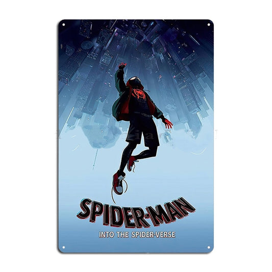 Spider-Man: Into the Spider-Verse Vintage Metal Poster – Premium Embossed Tin Wall Art Sign
