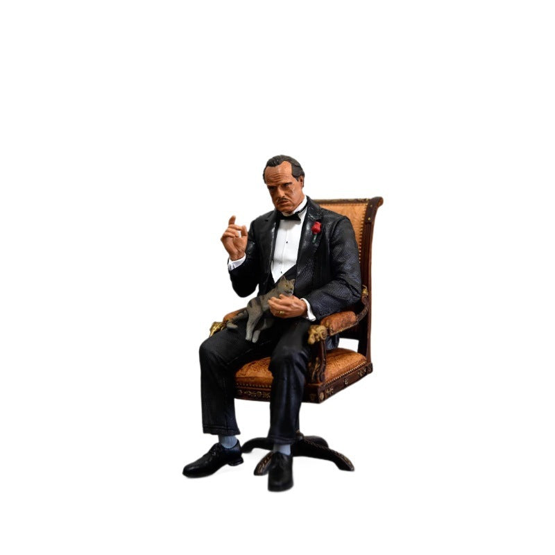 The Godfather Don Vito Corleone Collectible Figure – Premium Cinema Statue with Armchair & Cat