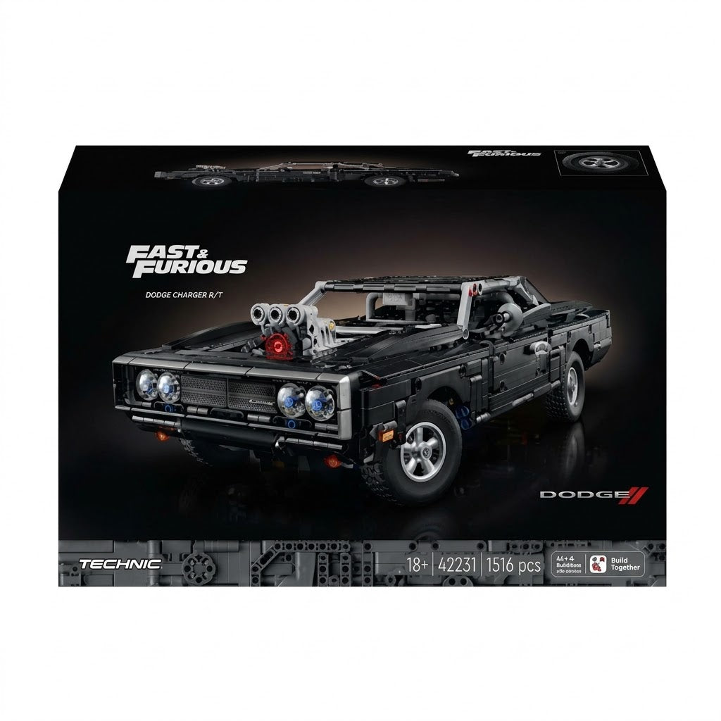 Fast & Furious Dom's Dodge Charger Building Set – Technic Muscle Car Model (1516 Pieces)