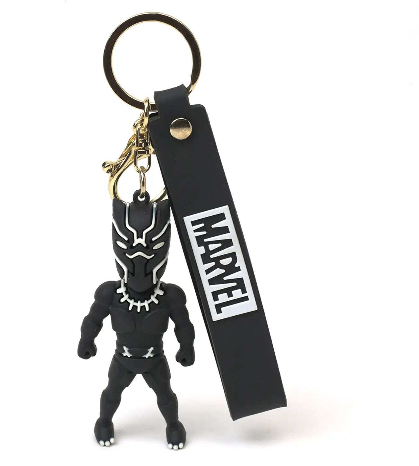 Marvel Black Panther 3D Keychain – Premium PVC Superhero Keyring with Wrist Strap