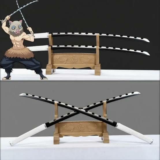 Inosuke Hashibira Dual Swords Metallic Replica Set – Demon Slayer High-Quality Katana | Geekzilla