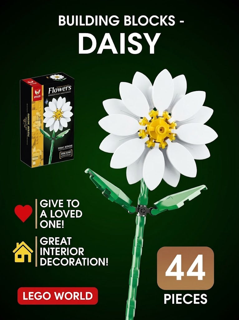 Botanical Flower Building Blocks Set – DIY Brick Plant Variants (Lily, Daisy, Tulip, Sunflower)