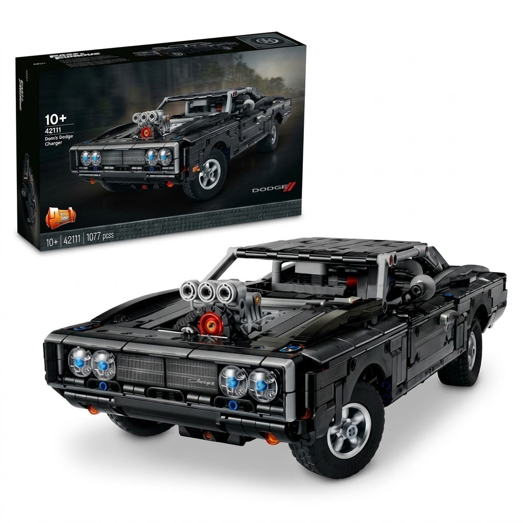 Fast & Furious Dom's Dodge Charger Building Set – Technic Muscle Car Model (1516 Pieces)