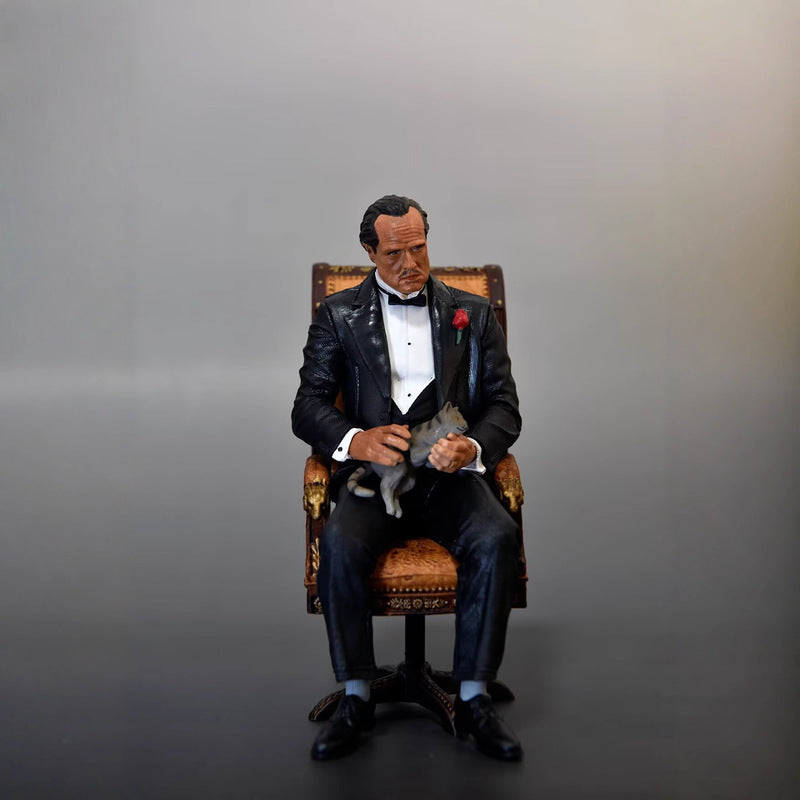 The Godfather Don Vito Corleone Collectible Figure – Premium Cinema Statue with Armchair & Cat
