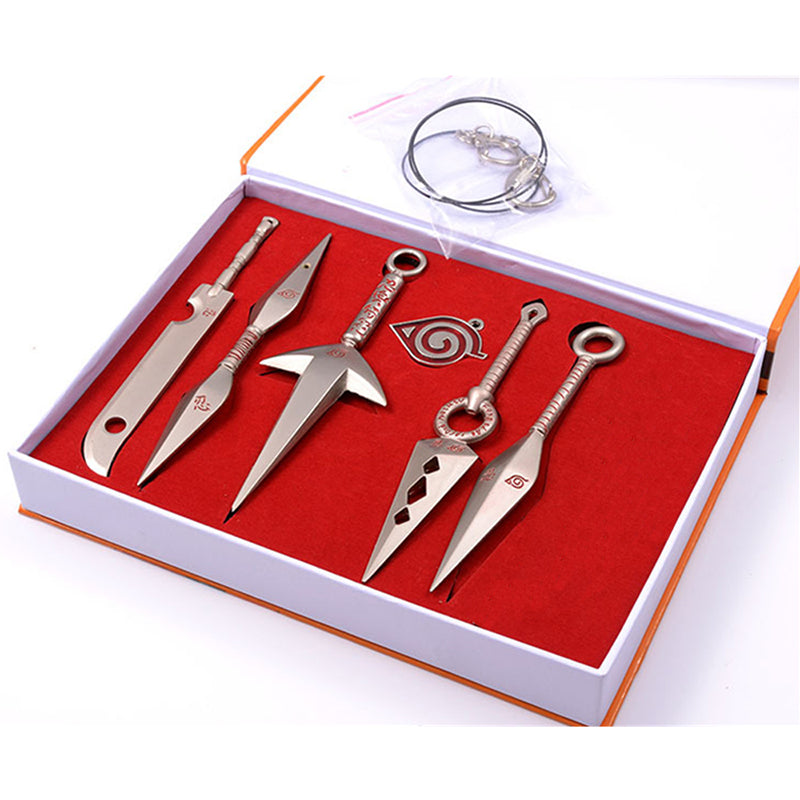 Naruto Uzumaki Sasuke Kakashi Shuriken Arms Kunai Ninja Metal Collectible Set