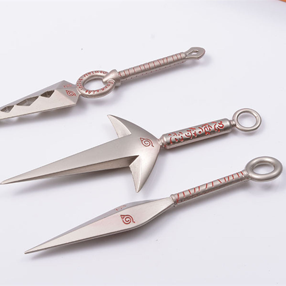 Naruto Uzumaki Sasuke Kakashi Shuriken Arms Kunai Ninja Metal Collectible Set