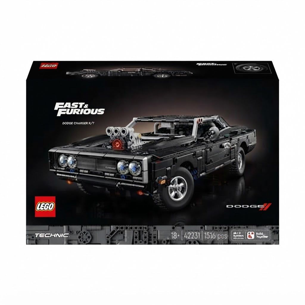 Fast & Furious Dom's Dodge Charger Building Set – Technic Muscle Car Model (1516 Pieces)