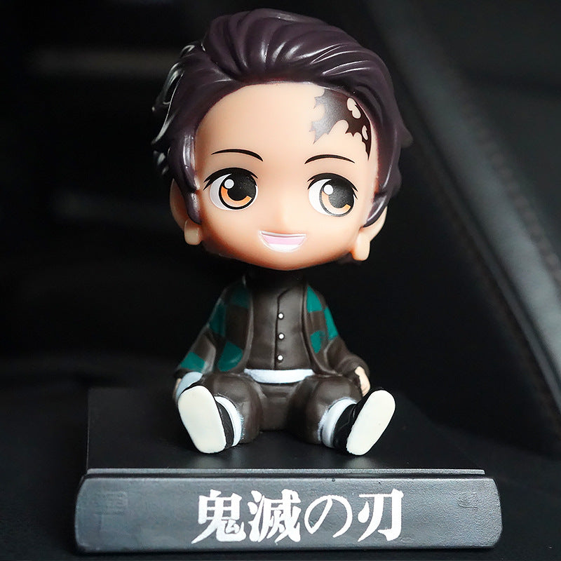 Demon Slayer Chibi Bobblehead Figure – Articulated Kimetsu no Yaiba Car Dashboard Toy (Tanjiro & Zenitsu)