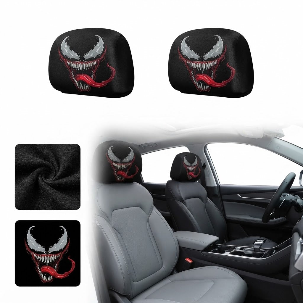 Spooky & Pop Culture Stretchable Car Headrest Cover Protectors - Choose Your Design