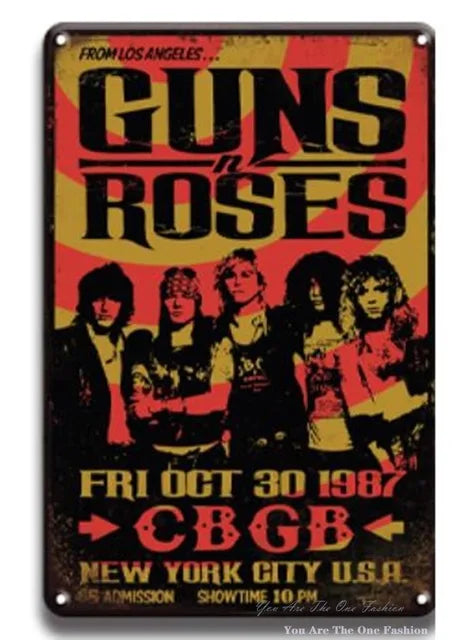 Guns N' Roses 1987 CBGB Concert Metal Poster