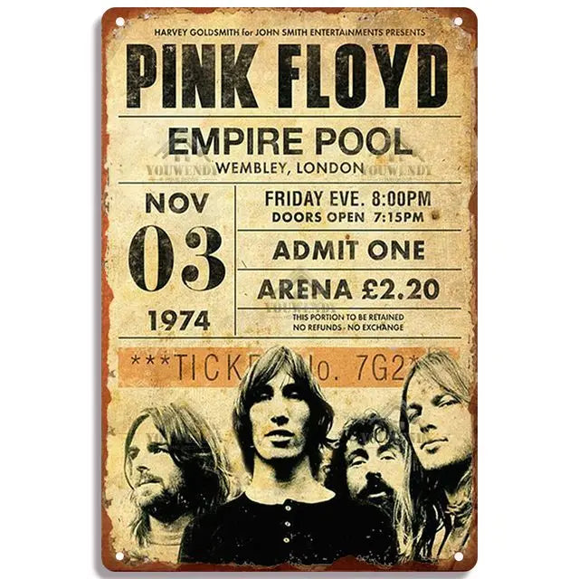 Pink Floyd 1974 Wembley Empire Pool Metal Poster