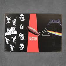 Classic Rock Legends Vintage Metal Poster – Black Sabbath, Led Zeppelin, Pink Floyd & Metallica Tin Sign Wall Art