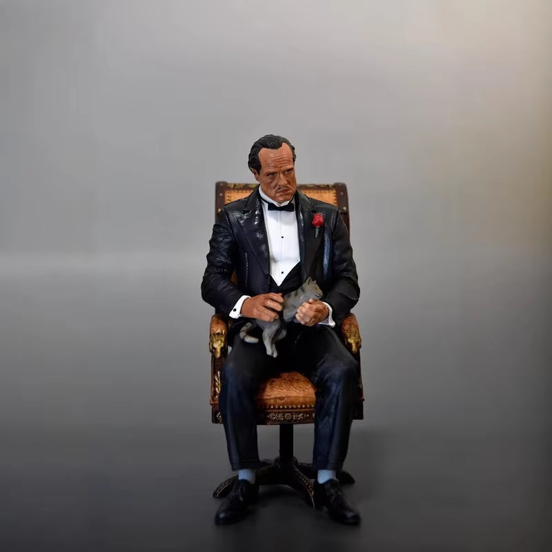 The Godfather Don Vito Corleone Collectible Figure – Premium Cinema Statue with Armchair & Cat
