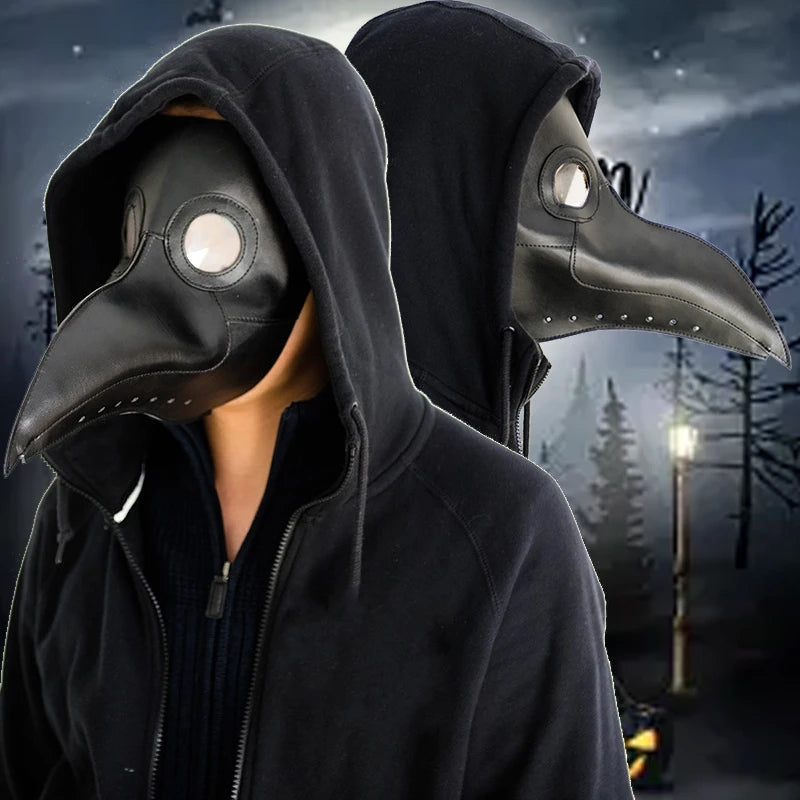 Executive Plague Doctor Mask – Premium Matte Black Leather Gothic Cosplay | Geekzilla