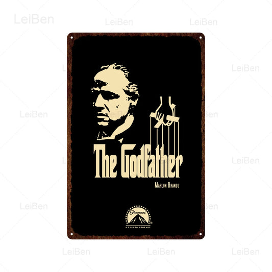 The Godfather Cinematic Metal Poster – Premium Marlon Brando Vintage Crime Drama Tin Sign Wall Art