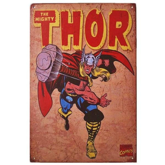 Vintage The Mighty Thor Metal Comic Cover – Premium Retro Marvel Superhero Tin Sign Wall Art