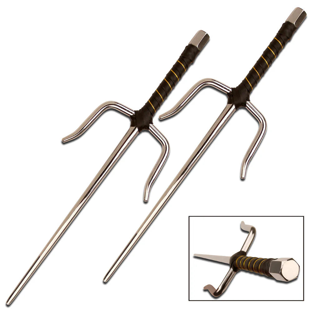 Premium TMNT Raphael Stainless Steel Sai Display Pair – Heavyweight Masterpiece Collectible Dual Daggers Set