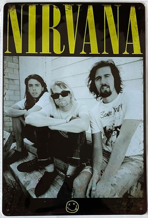 Nirvana "Smiley" Vintage Band Metal Poster