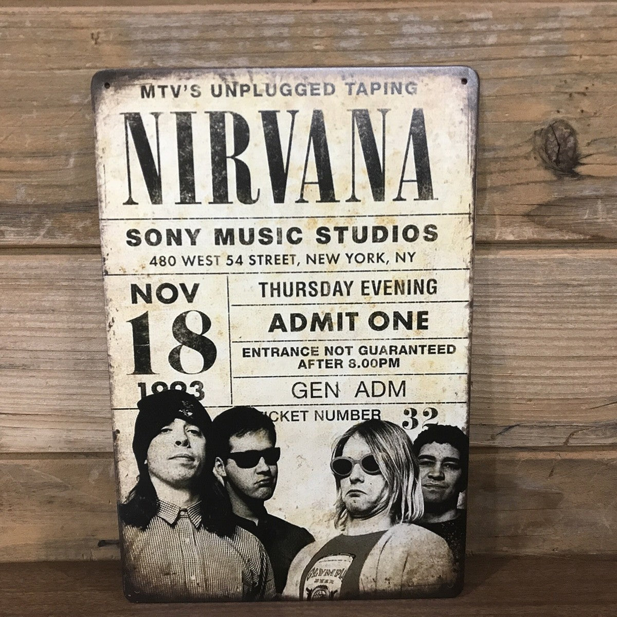 Retro Nirvana MTV Unplugged Metal Poster – Premium Sony Music Studios Vintage Concert Tin Sign Wall Art