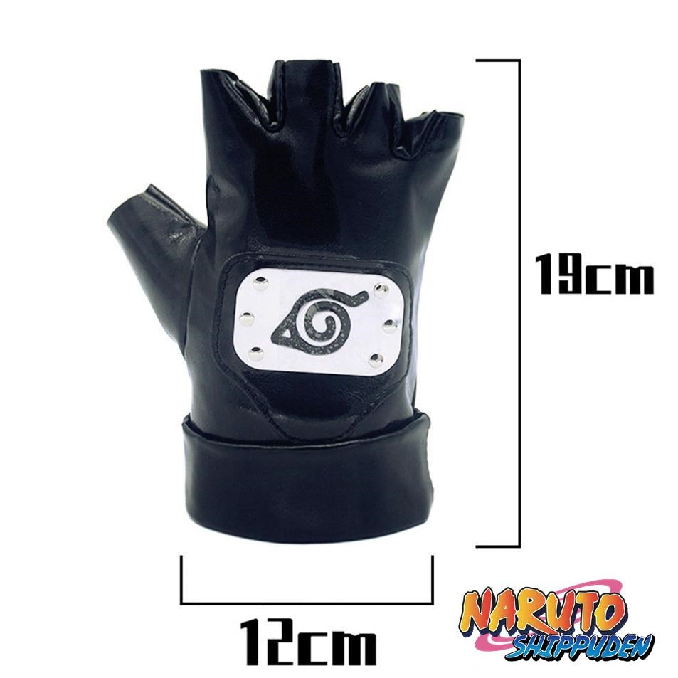 A set of 5 Naruto anime cosplay accessories including a mask, headband, gloves, and shuriken with a depiction of Kakashi Hatake.