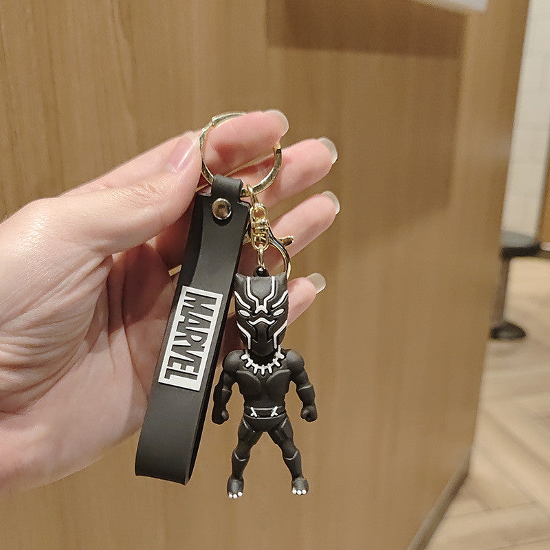 Marvel Black Panther 3D Keychain – Premium PVC Superhero Keyring with Wrist Strap