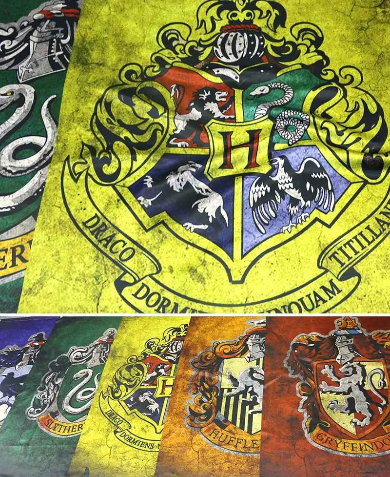 Harry Potter Banner –  Hogwarts Flags (Gryffindor, Slytherin, Hufflepuff, Ravenclaw & School Crest | 75x125cm)