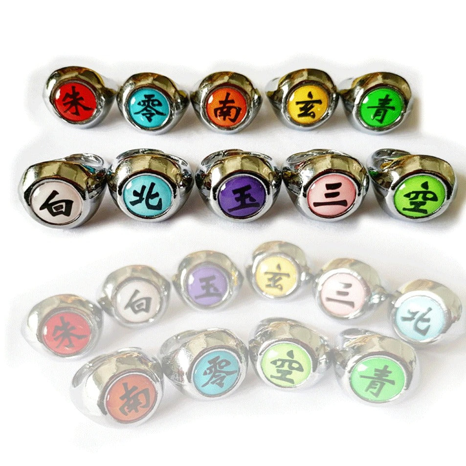 Naruto Akatsuki & Sharingan Ring Collection – Premium Metal Rings with Display Box