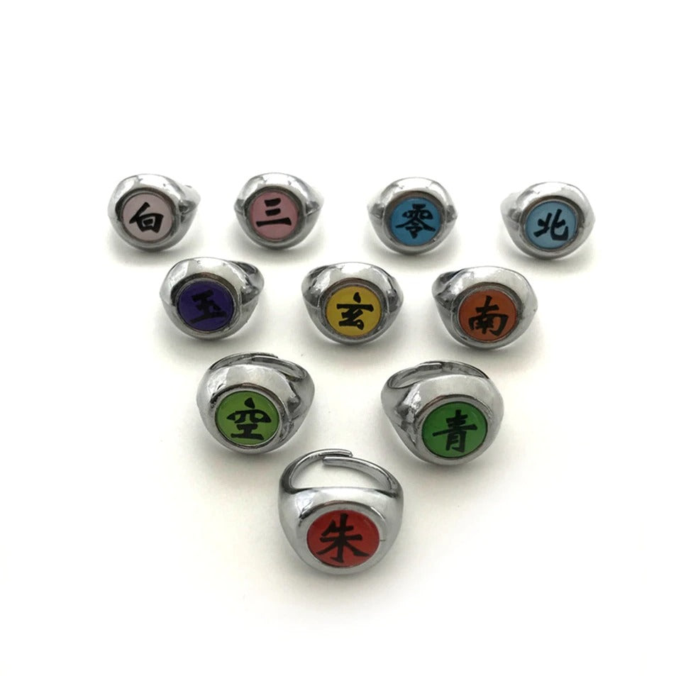 Naruto Akatsuki & Sharingan Ring Collection – Premium Metal Rings with Display Box